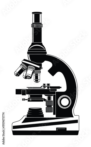 Vector of a classic laboratory microscope used for scientific research and analysis