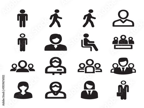 Diverse group of people icons in minimalist style