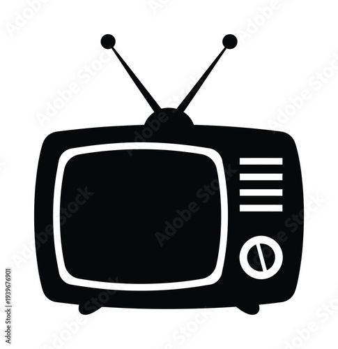 Vector of a retro television with antennas and a classic design