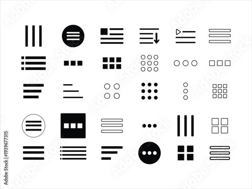 Modern User Interface Menu Layout Alignment Icons Set Minimal Interface Symbols