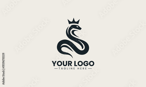 mythological woman face with flowing snake hair represents powerful classic brand identity concept in clean minimalist vector logo illustration isolated on white background