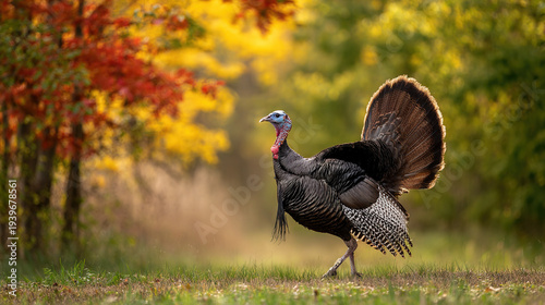 Wallpaper Mural Wild Turkey Strutting in Autumn Forest Torontodigital.ca