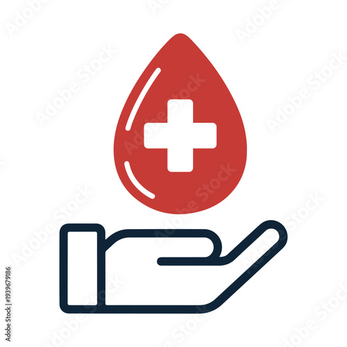 Blood Donation Icon – Hand Holding Blood Drop Symbol for Medical Help, Blood Bank, Healthcare and Charity Support.