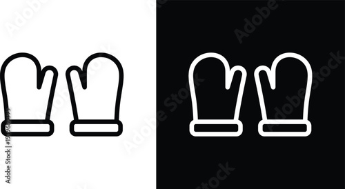 Gloves icon pack in black and white colors