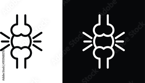 Herniated disc icon pack in black and white colors