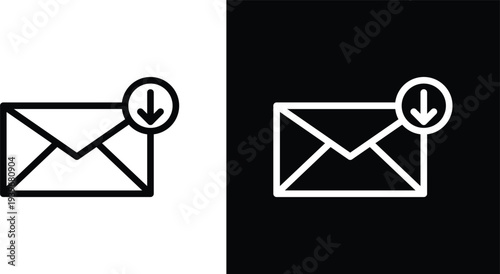 Inbox icon pack in black and white colors