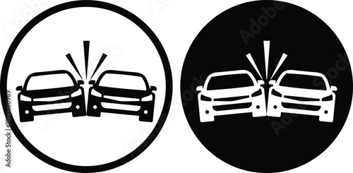 Crashed cars icon set. Car crash icon set line symbol . black design in trendy style.