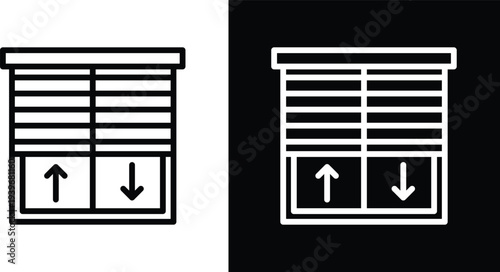 Jalousie icon pack in black and white colors