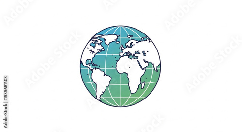 Detailed Illustration of the Earth Globe Showing Continents and Oceans.