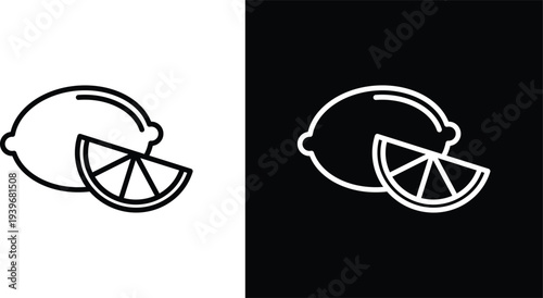 Lemon icon pack in black and white colors