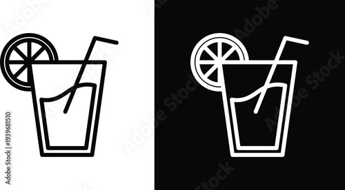 Lemonade icon pack in black and white colors