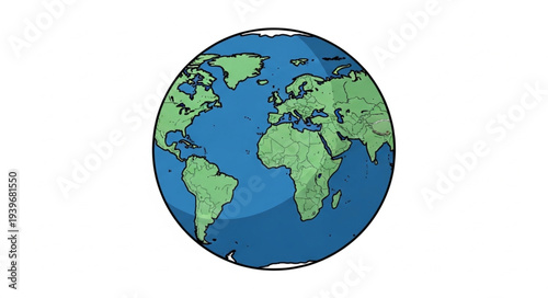 Earth Globe Showing Continents and Oceans in Detail.