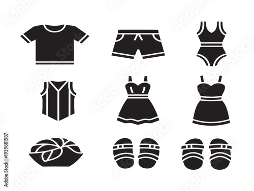 Minimalist black and white fashion illustration set