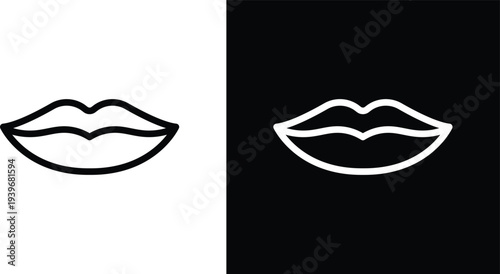 Lips icon pack in black and white colors