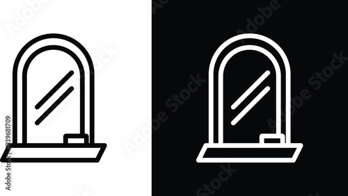 Makeup mirror icon pack in black and white colors