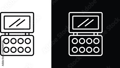 Makeup palette icon pack in black and white colors