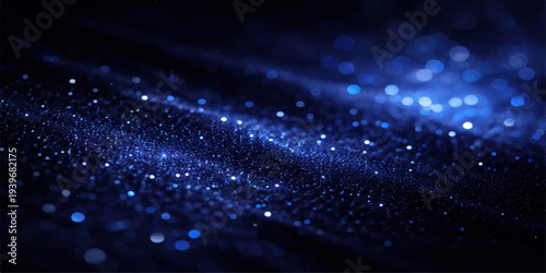 Blue water drops on glass glisten against a dark starry sky background featuring a bright nebula and cosmic particles in a seamless science illustration of the night universe