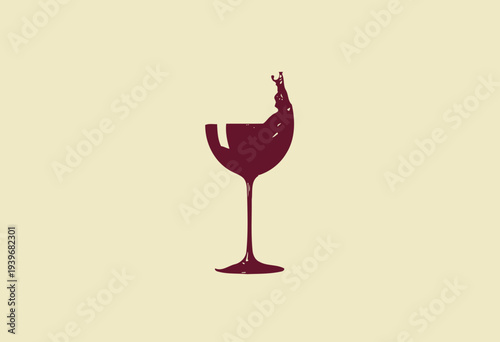Elegant Red Wine Splash in Crystal Glass Against Minimalist Beige Background Capturing the Art of Wine Movement and Richness