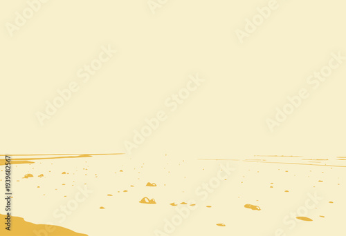 Serene Desert Landscape Depicting a Vast Barren Terrain with Minimalistic Earth Tones Under a Clear Sky Capturing a Tranquil and Endless Vista
