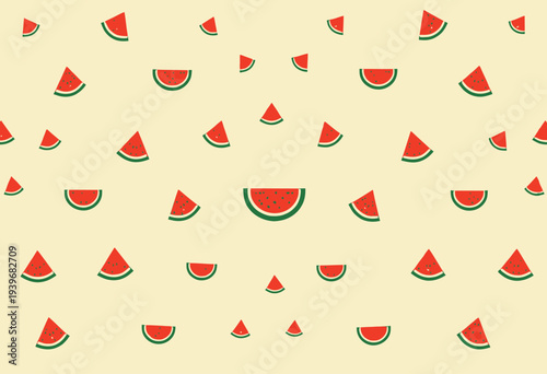 Patterned Background Featuring An Artistic Arrangement Of Stylized Watermelon Slices On A Light Pastel Canvas Accentuating A Refreshing And Summery Vibe