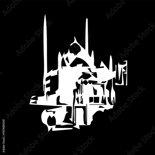 Islamic Mosque, Kaaba and Minaret Vector Illustration – Ramadan and Eid Islamic Architecture Design