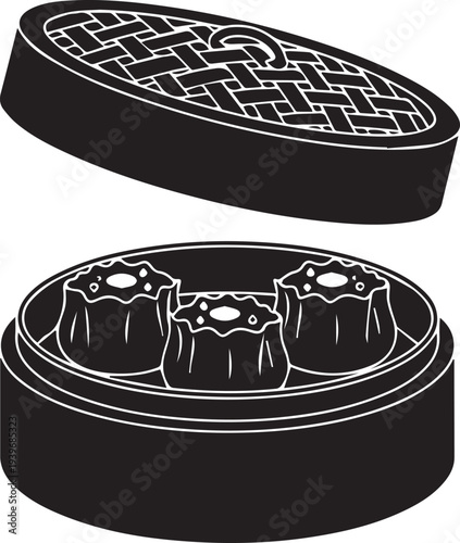 Asian Cuisine Dim Sum Silhouettes