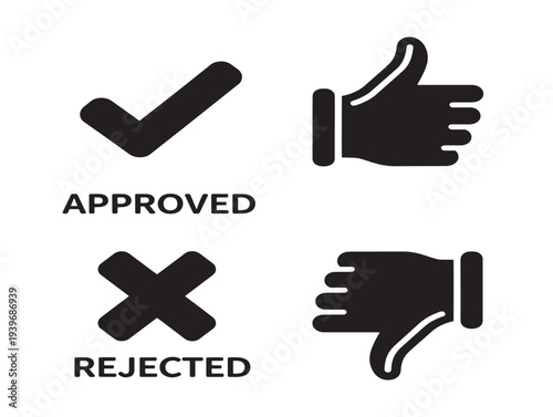 Minimalist approval and rejection symbols