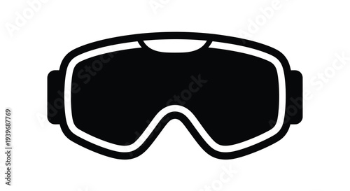 Black ski goggles with a white outline a striking silhouette