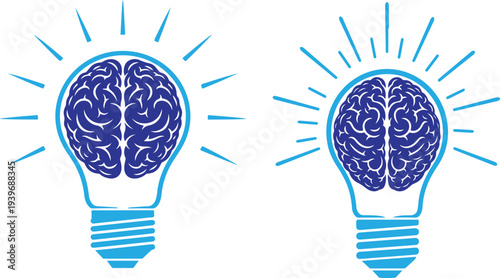 Innovative business idea with brain inside light bulb for creative solutions