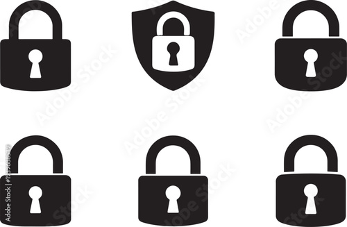 Padlock icon and lock sign vector set for security, privacy and protection concept in flat style design.