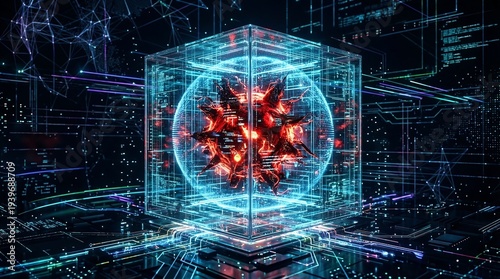 Abstract Artificial Intelligence Powered Sandbox Visualization Concept