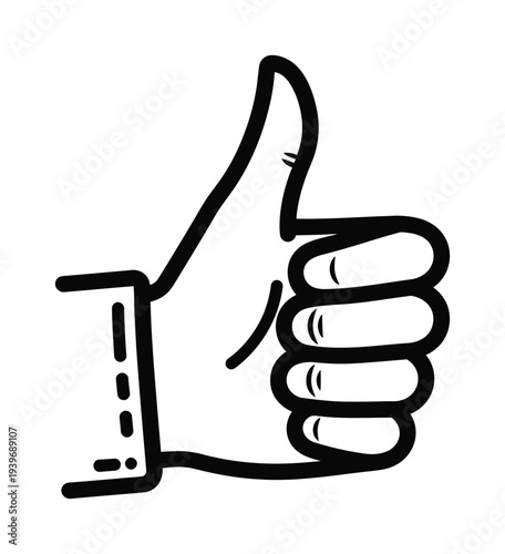 This vector shows a hand giving a thumbs-up sign in a simple, bold style