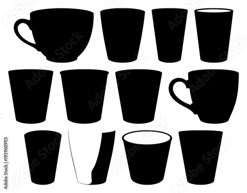 Silhouette of a classic ceramic coffee cup set on a neutral background, perfect for interior design mockups, lifestyle branding, and marketing visuals.