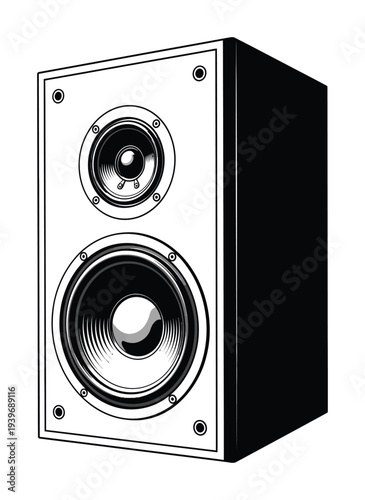Vector of a speaker with two visible drivers and screws
