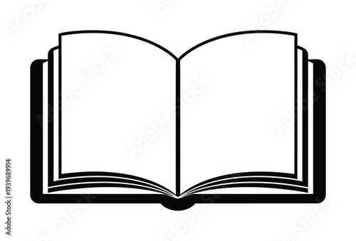 An open vector book with blank pages displayed prominently against a plain white background