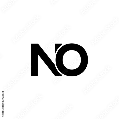 Bold black and white text graphic with the word no isolated on white