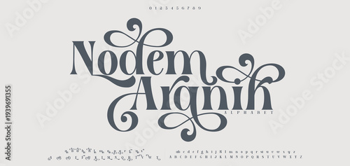 Nodem Aranih typography beauty fashion elegant minimalist serif italic fonts decorative wedding vintage retro logos. Minimal luxury font alphabet logo. Vector illustration
