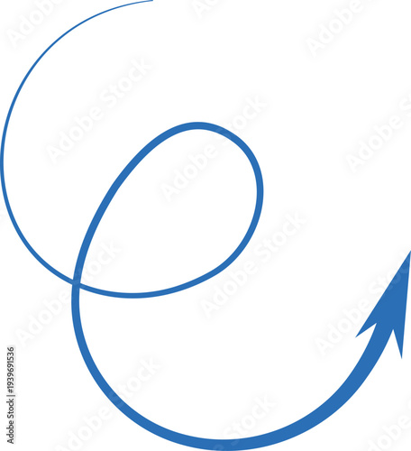 Blue Arrow Swirl on White Background curve