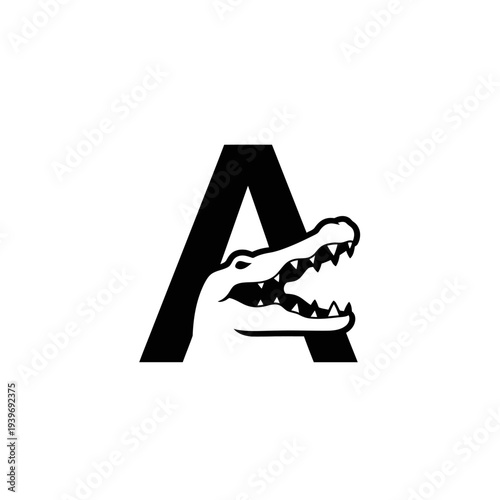 Foto Letter a with alligator head silhouette conceptual logo design