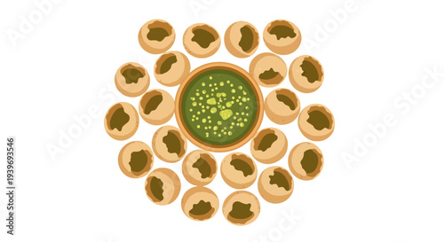 Assorted Indian snacks with chutney and chaat.