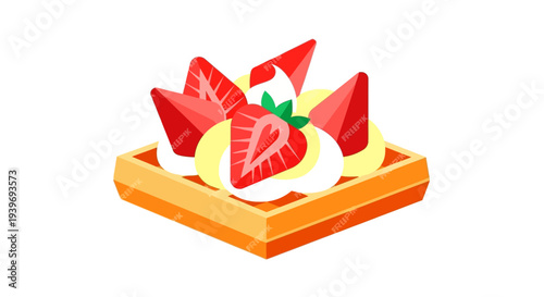 Fresh Fruit Dessert with Strawberries and Cream.