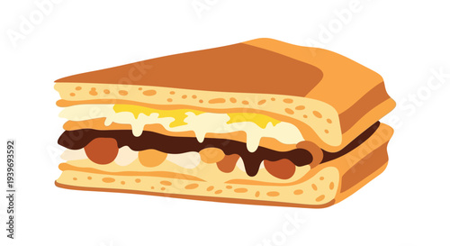 A delicious toasted sandwich with melted chocolate and marshmallow filling.