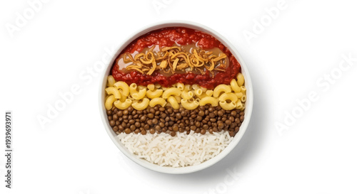 Assorted grains and legumes in a bowl, layered and colorful.