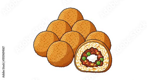 Delicious fried balls with savory filling and crunchy exterior.