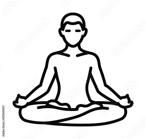 Vector of a person meditating in a seated position with crossed legs and hands resting on knees