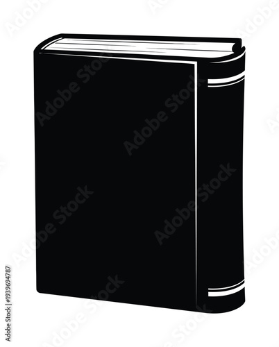 Vector of a closed hardcover book with a plain cover and visible spine.