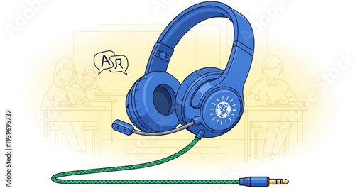 Blue Over-Ear Headphones with Wired Connection.