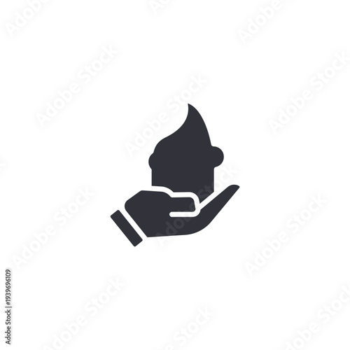 Hand holding shaving brush icon representing grooming care, foam preparation, skincare routine, and traditional shaving practices.