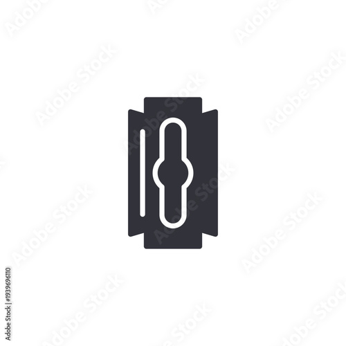 Razor blade icon representing sharp cutting tools, shaving precision, grooming accessories, and professional barber equipment essentials.