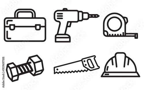 Essential tools commonly used in construction and repair work